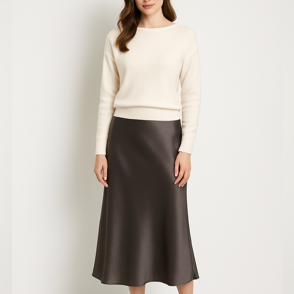 Quince 100% Washable Silk Midi Skirt – Size M – Charcoal Gray - Picture 9 of 9